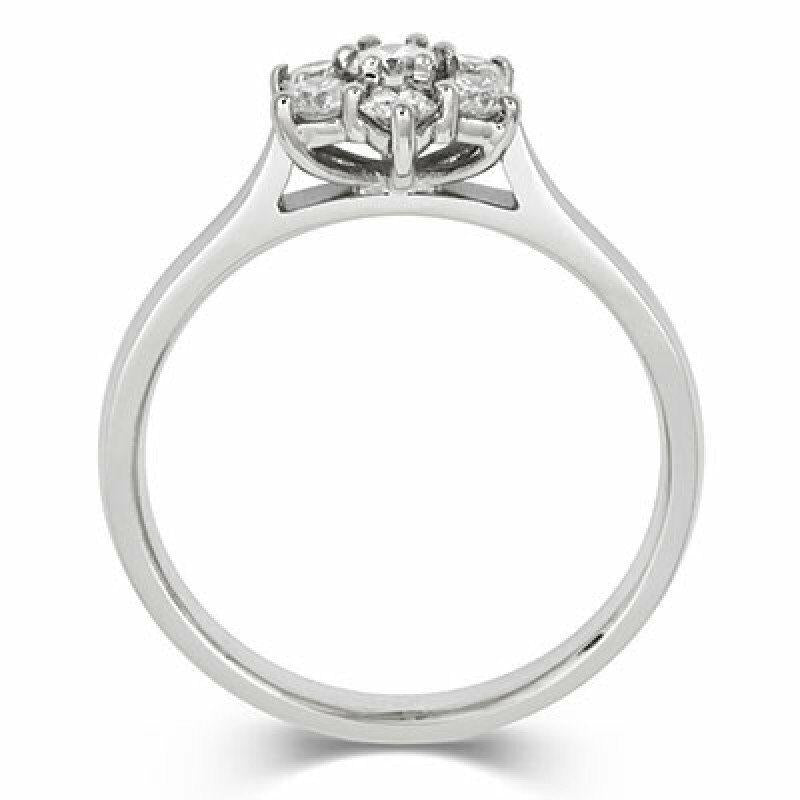 18ct White Gold Diamond Daisy Flower Cluster Ring 0.50ct