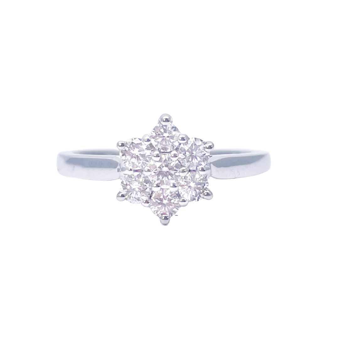 18ct White Gold Diamond Daisy Flower Cluster Ring 0.50ct