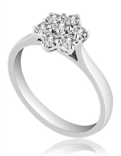 18ct White Gold Diamond Daisy Flower Cluster Ring 0.50ct
