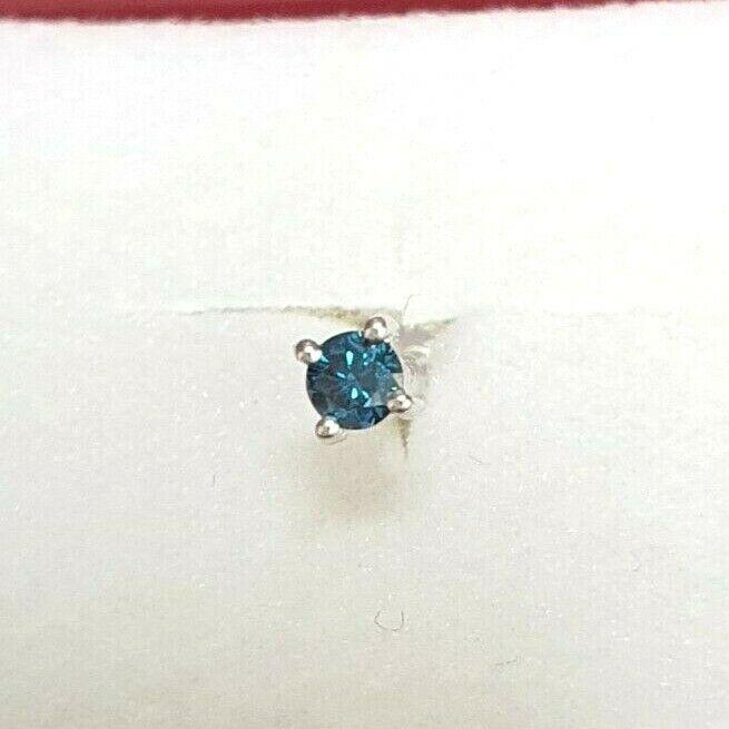 Blue Diamond Nose Stud / Nose Pin White / Yellow Gold 18ct 0.07 cts Screw Back