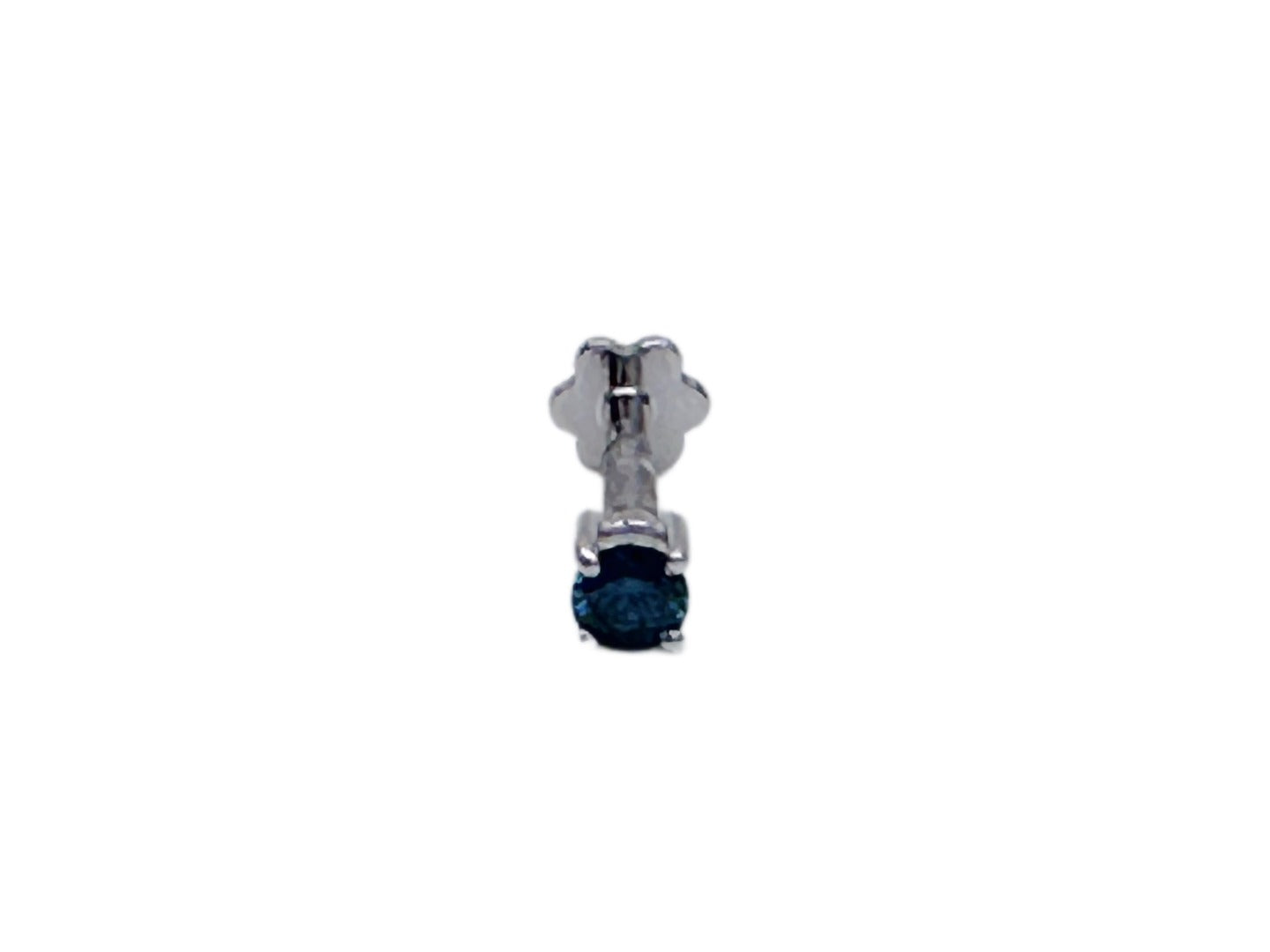 Blue Diamond Nose Stud / Nose Pin White / Rose Gold 18ct 0.08 cts Screw Back