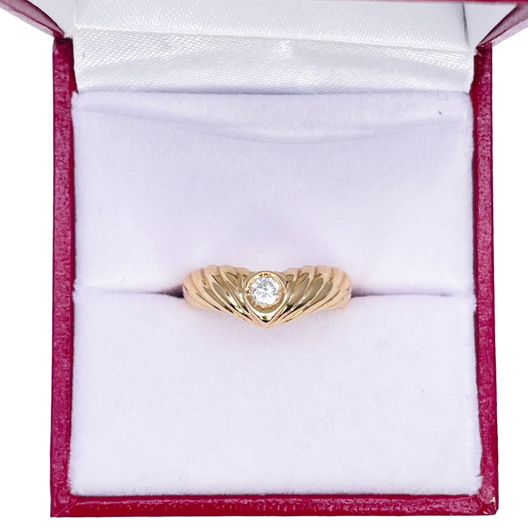 18ct Yellow Gold High Polished Solitaire Diamond Ring 0.10ct