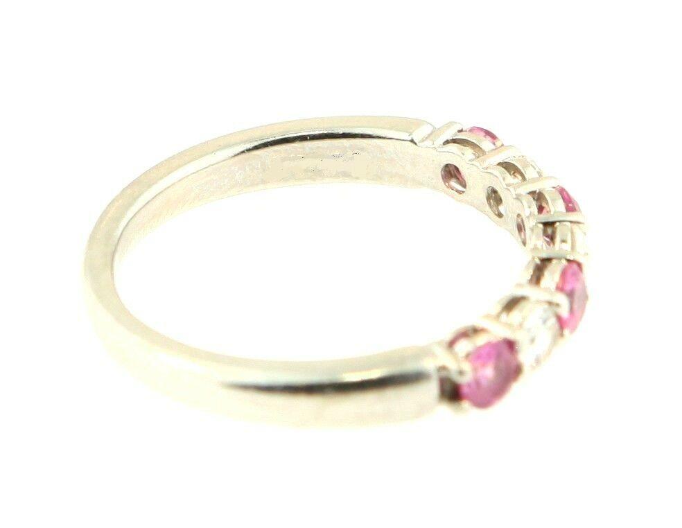 18K White Gold Diamond & Pink Sapphire Seven Stone Eternity Ring 0.50cts 2.5MM