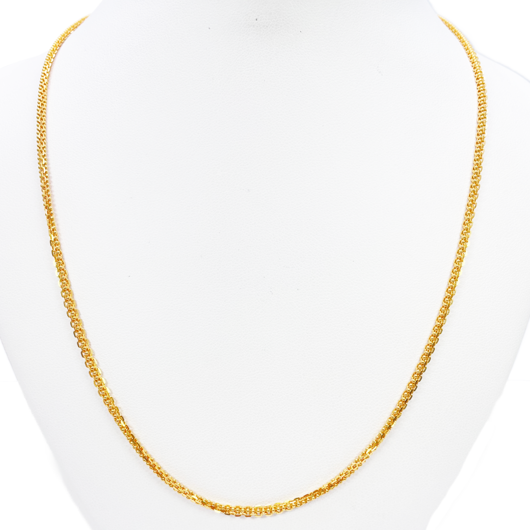 22ct Yellow Gold Small Beaded Linked Chain Necklace 20 Inches 2.6mm Width