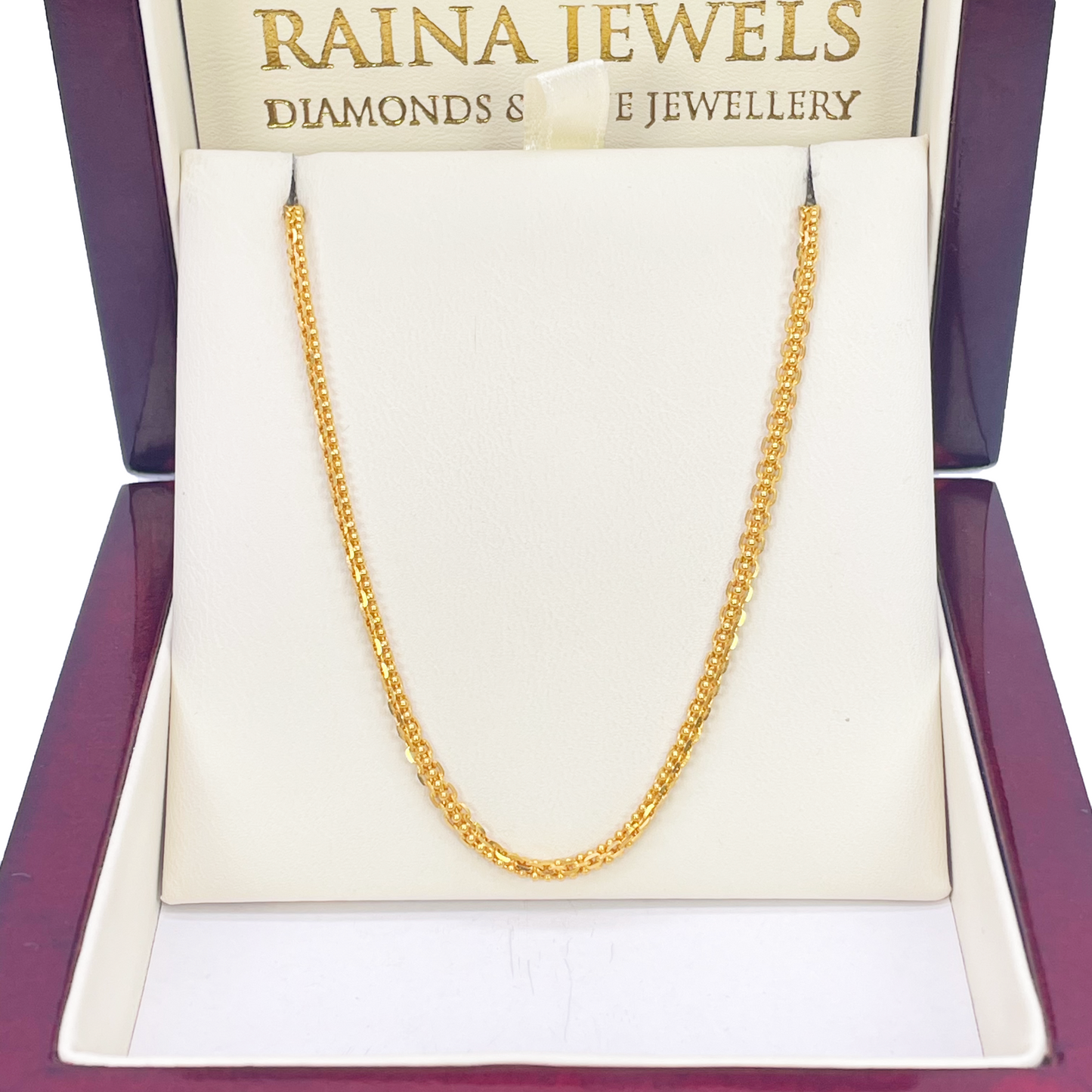 22ct Yellow Gold Small Beaded Linked Chain Necklace 20 Inches 2.6mm Width