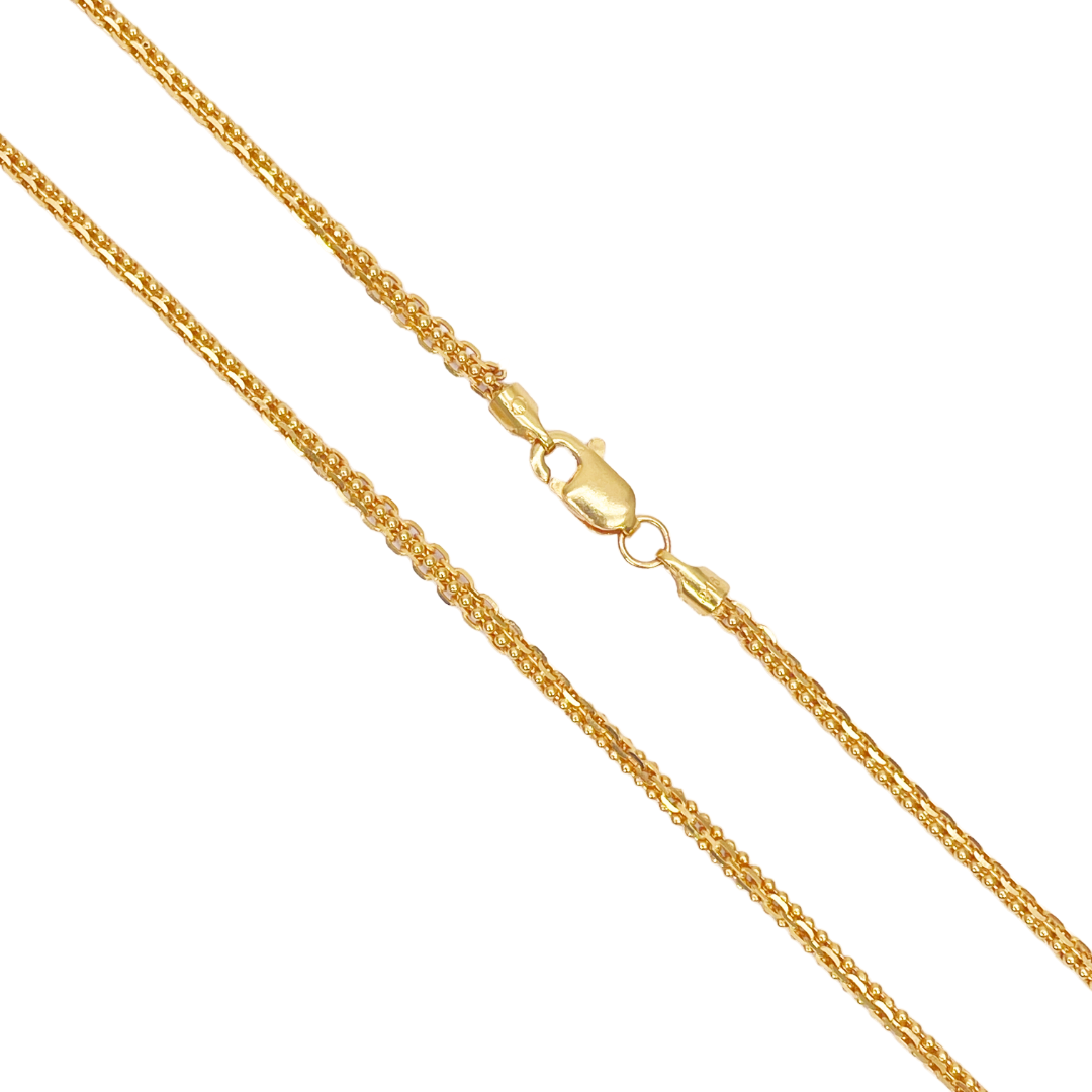 22ct Yellow Gold Small Beaded Linked Chain Necklace 20 Inches 2.6mm Width