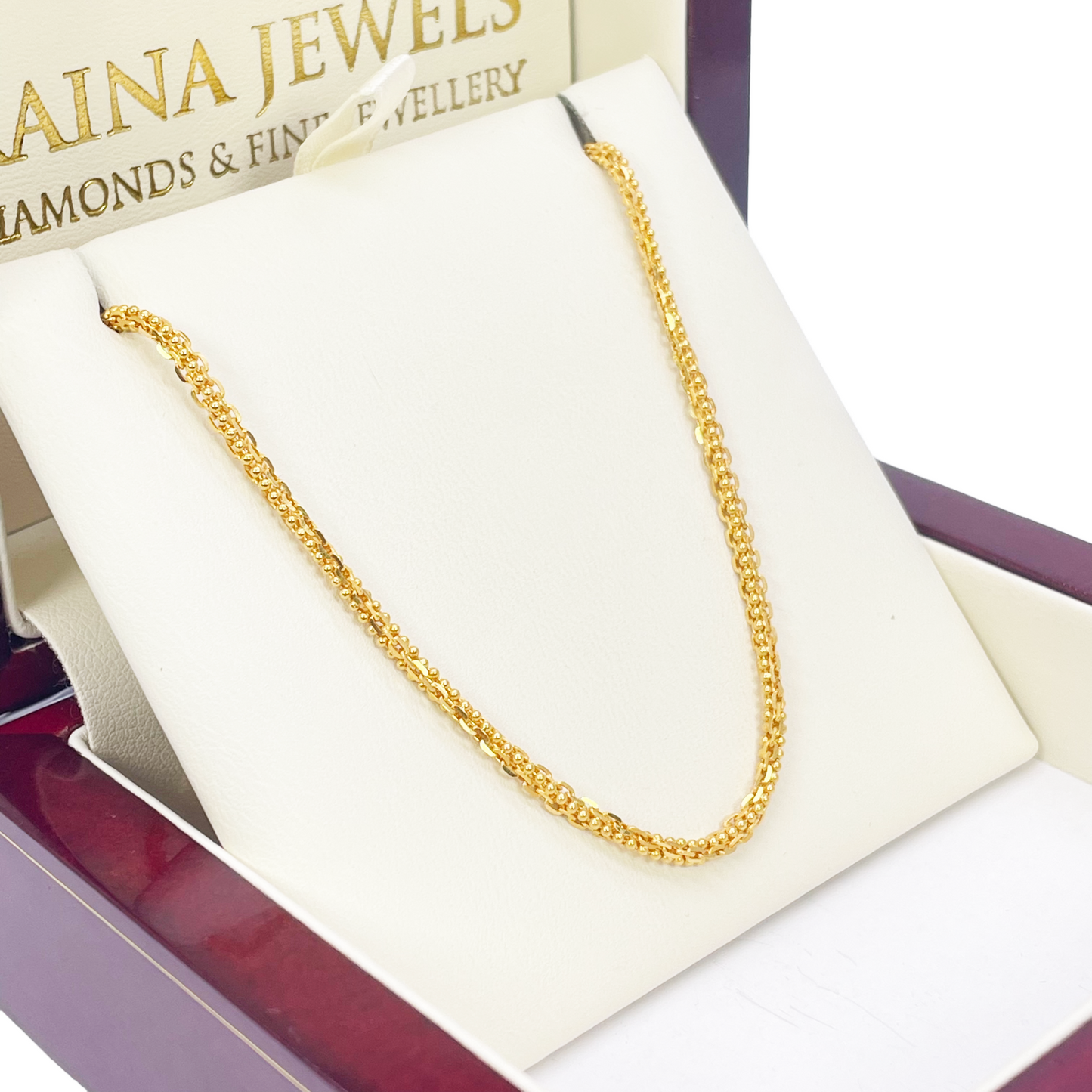 22ct Yellow Gold Small Beaded Linked Chain Necklace 20 Inches 2.6mm Width