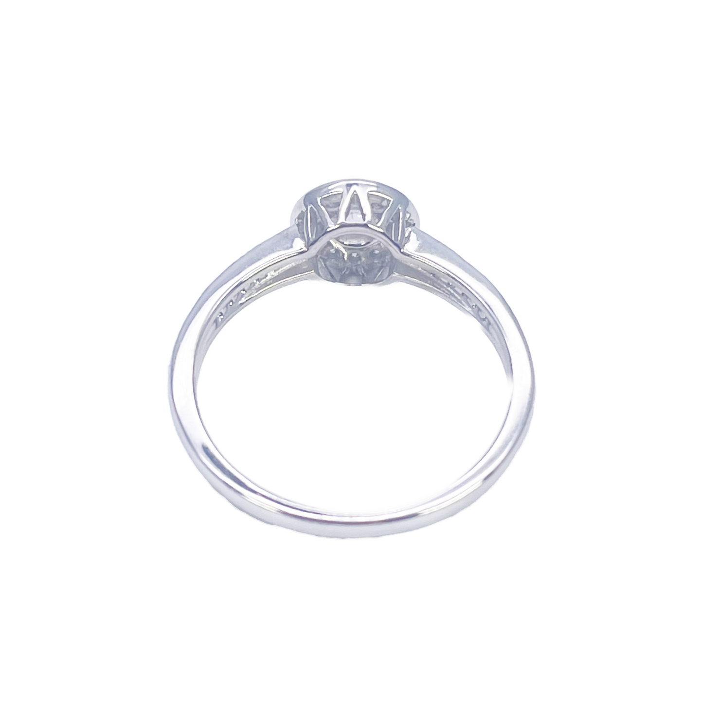 18ct White Gold & Round Natural Diamond Pav� Halo Ring 0.30ct