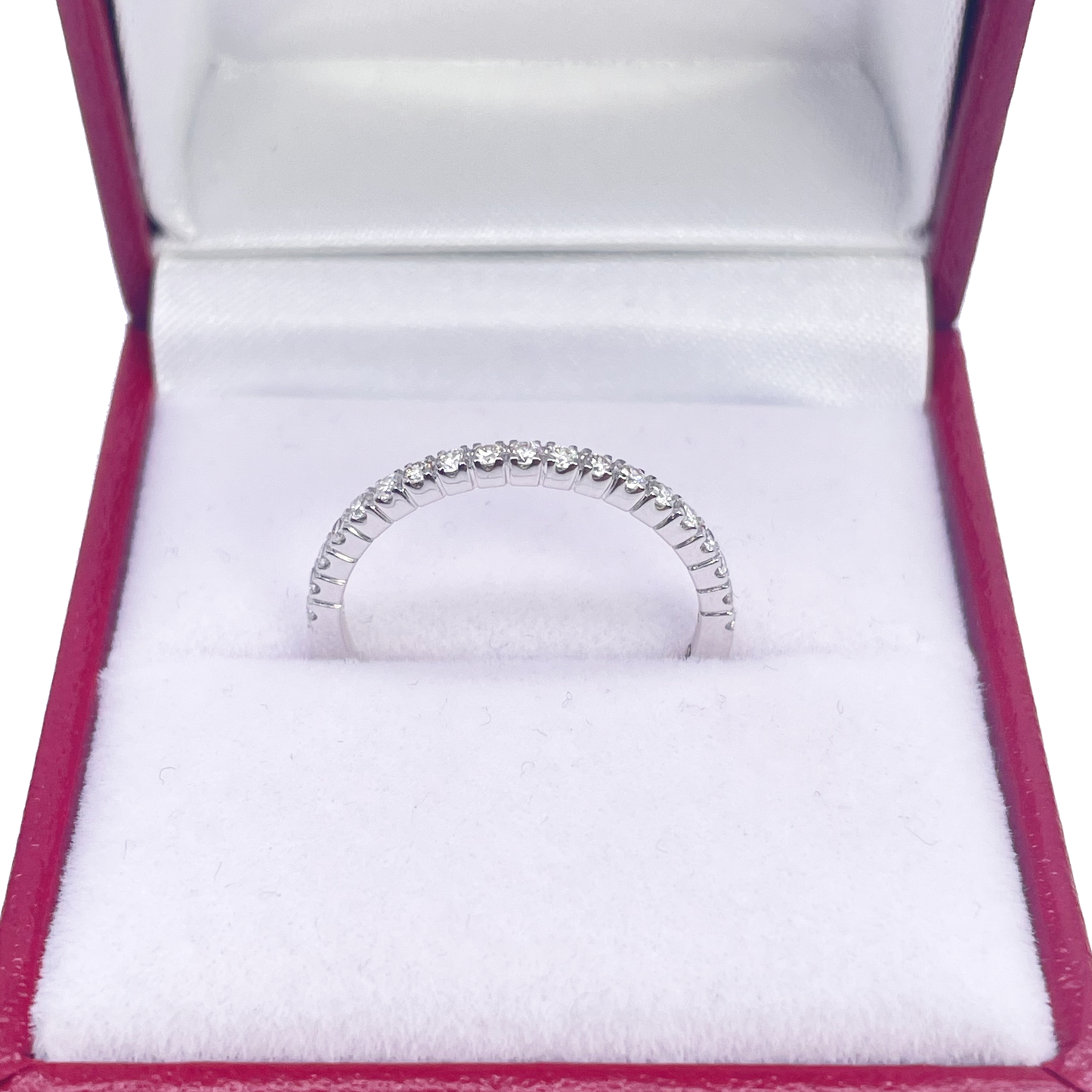 18ct White Gold Round Diamond Half Eternity Band Claw Set 0.26ct