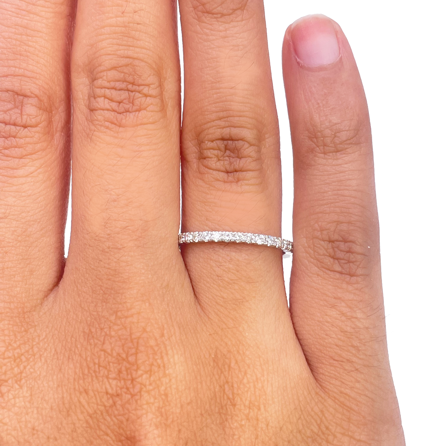 18ct White Gold Round Diamond Half Eternity Band Claw Set 0.26ct