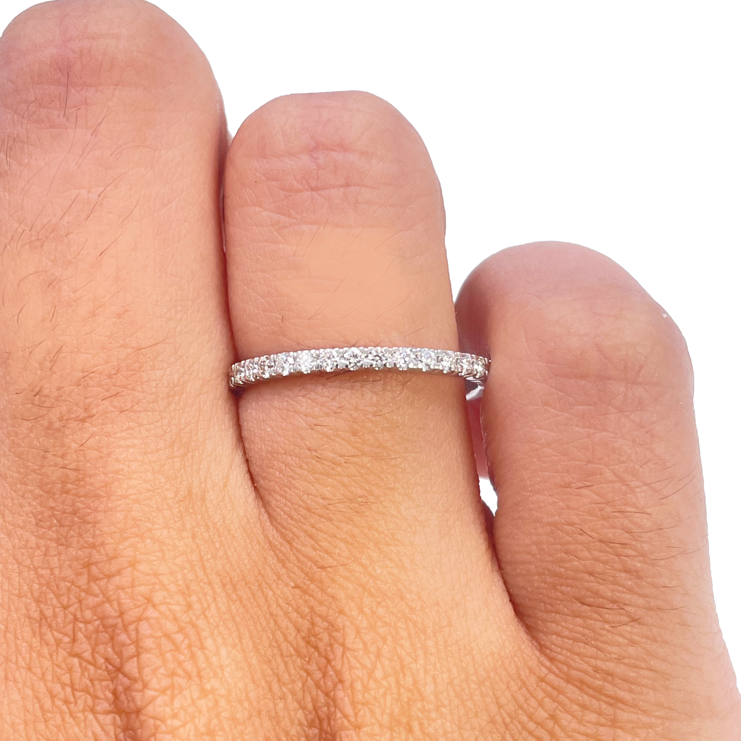 18ct White Gold Round Diamond Half Eternity Band Claw Set 0.26ct