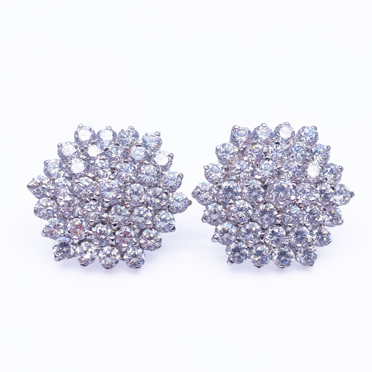9ct White Gold Cubic Zirconia Hexagonal Cluster Earrings Hallmarked 20mm Wide