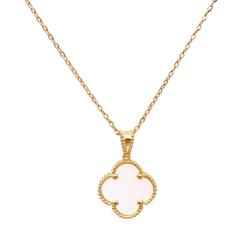 22ct Yellow Gold Mother Of Pearl Clover Necklace, Bracelet & Matching Earrings Set
