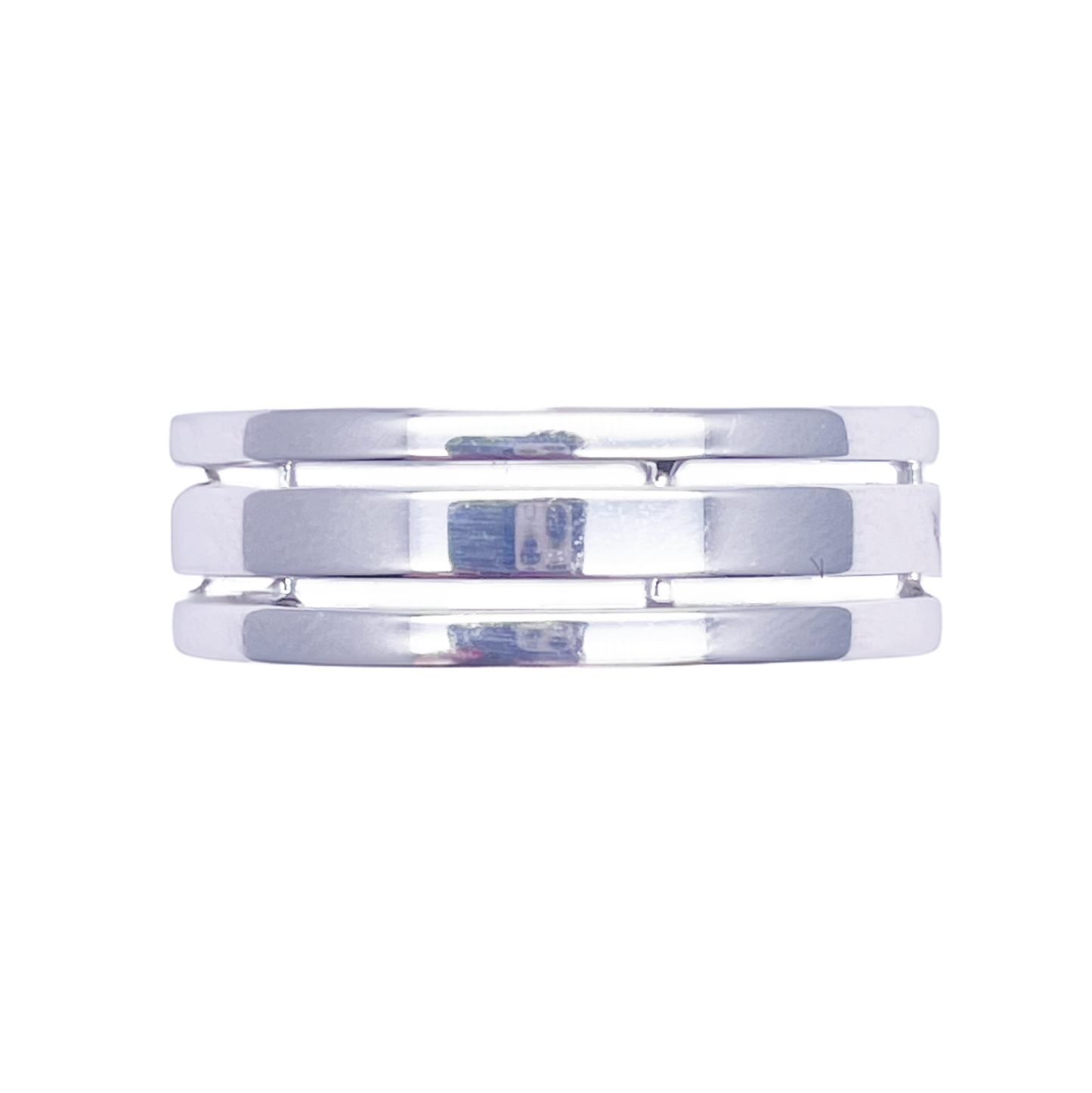 Mens Platinum 7mm Unique Polished 3 Row Cut Out Wedding Band Heavy Weight