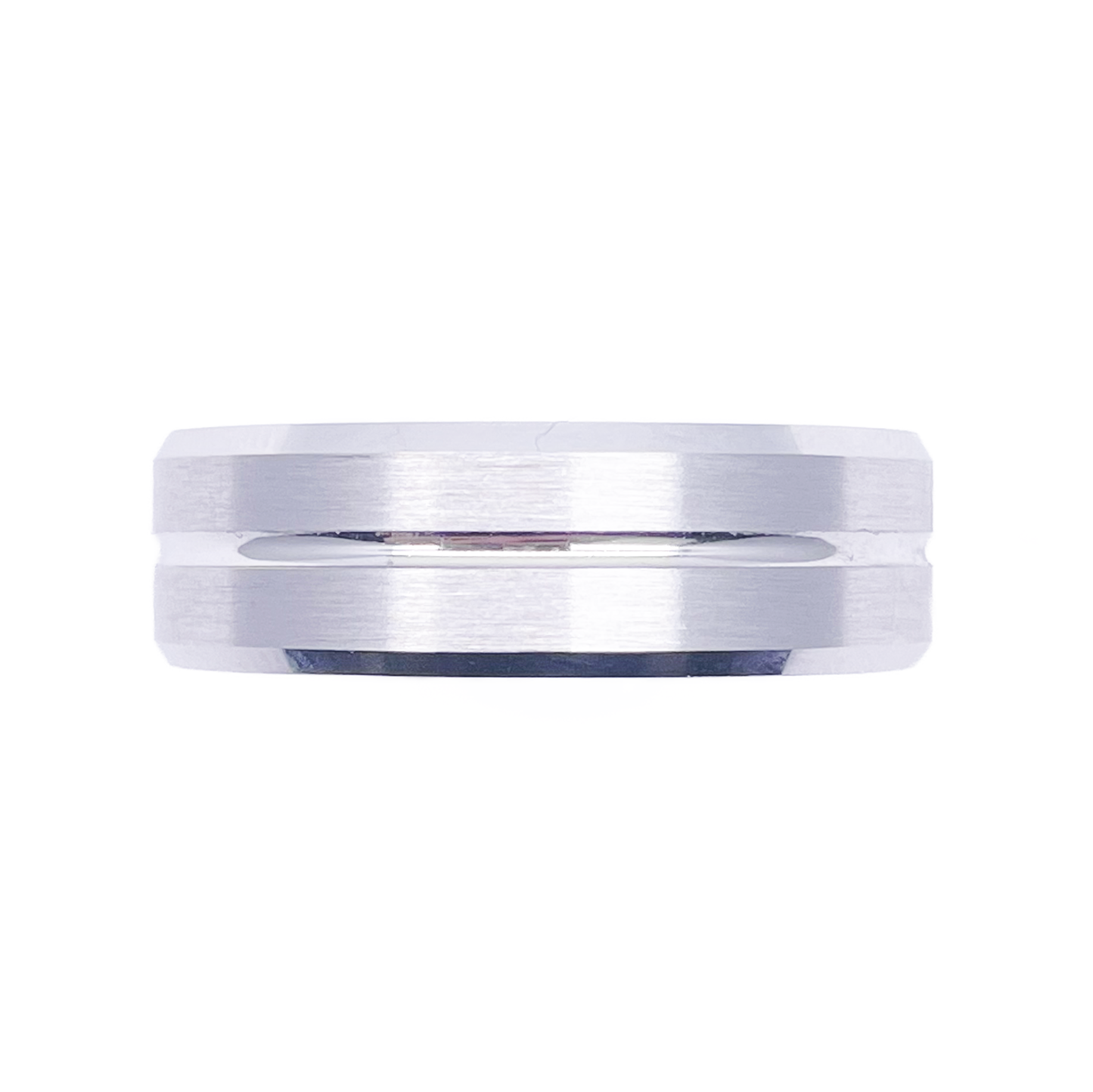 Mens Platinum Wedding Band 7mm Matt with Centre Grove & Bevelled Edges Heavy Weight