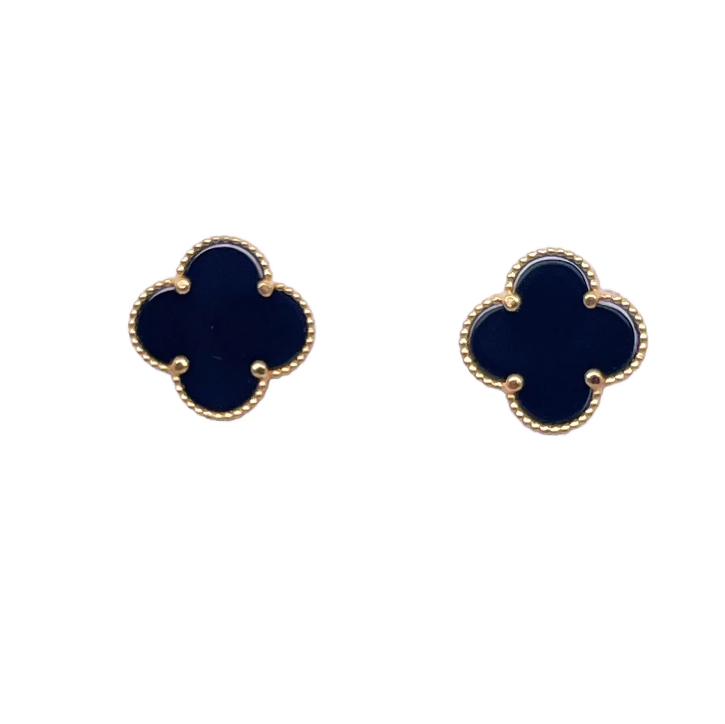 22ct Yellow Gold Black Onyx Three Clover Necklace, Bracelet & Matching Earrings Set