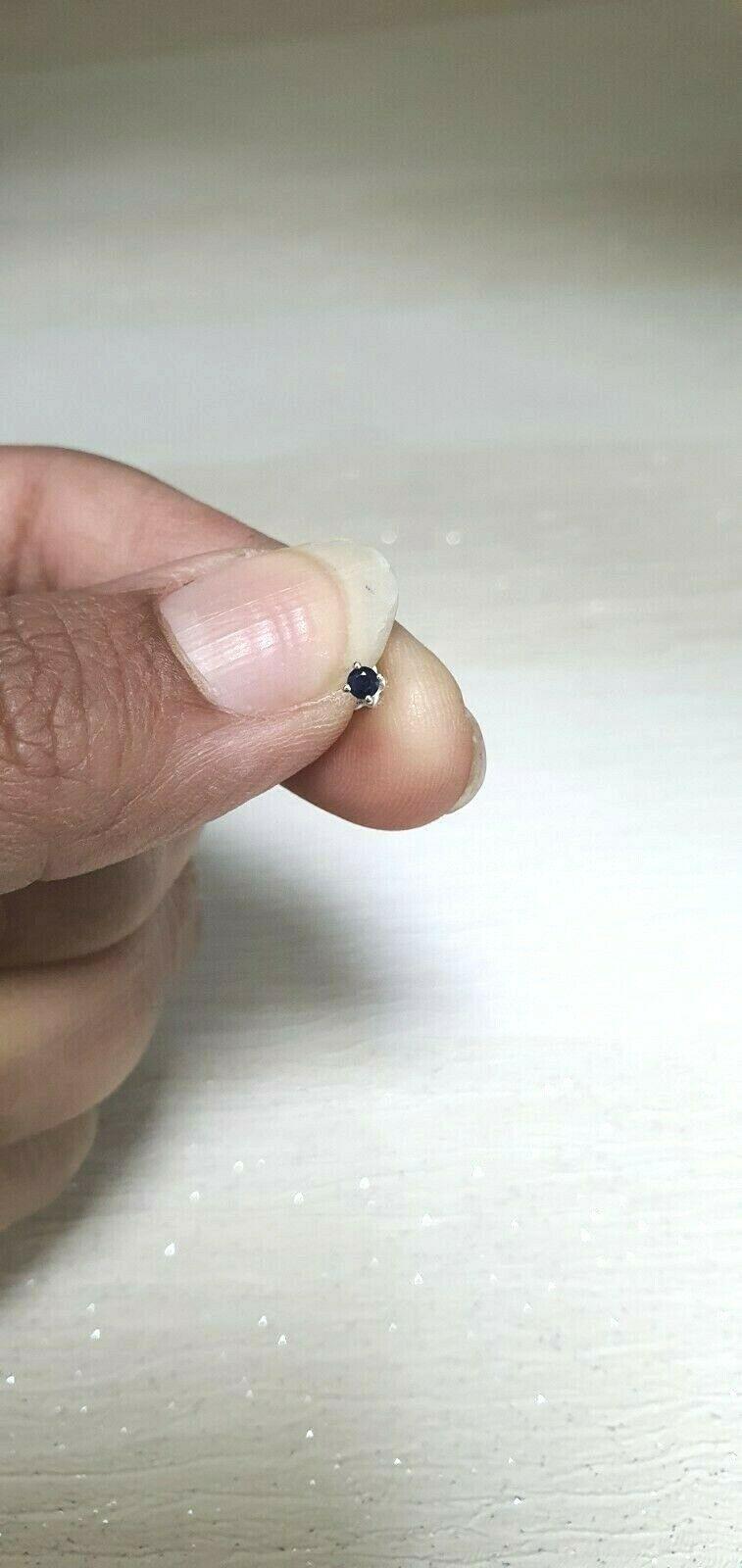 18ct White Gold & Blue Sapphire Nose Stud / Nose Pin 0.05 Carats 4-Claw 2.0 mm