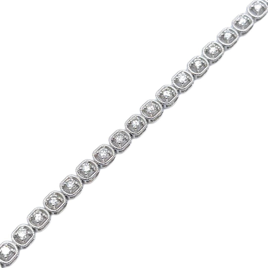 18Carat White Gold Diamond Tennis Bracelet 4claw 1.50cts 7.0''Inches Hallmarked