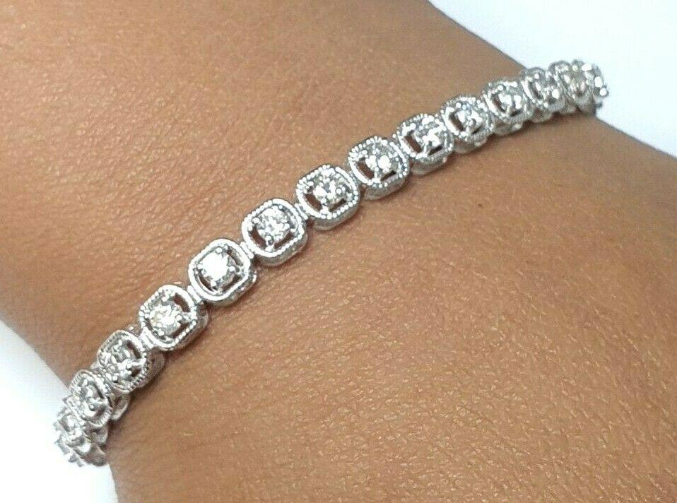 18Carat White Gold Diamond Tennis Bracelet 4claw 1.50cts 7.0''Inches Hallmarked
