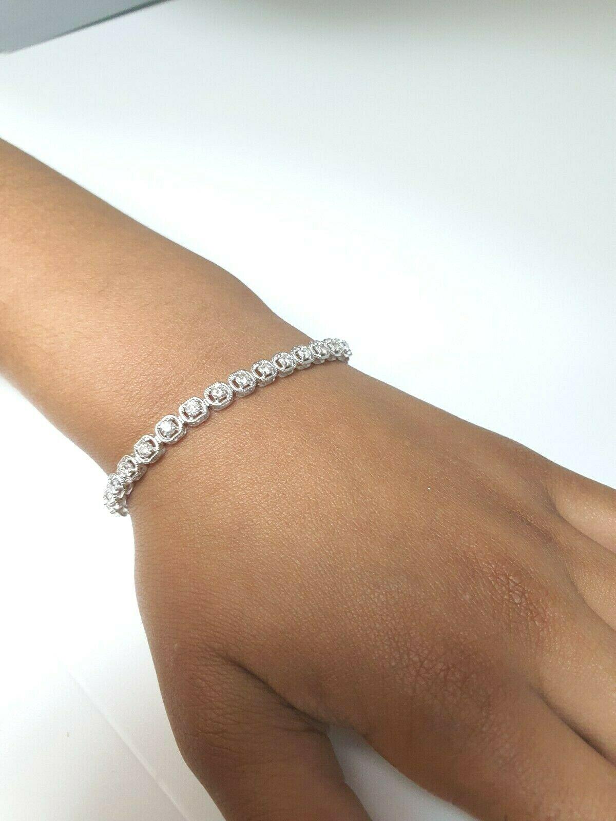 18Carat White Gold Diamond Tennis Bracelet 4claw 1.50cts 7.0''Inches Hallmarked