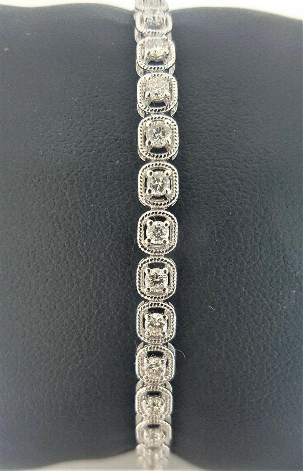 18Carat White Gold Diamond Tennis Bracelet 4claw 1.50cts 7.0''Inches Hallmarked