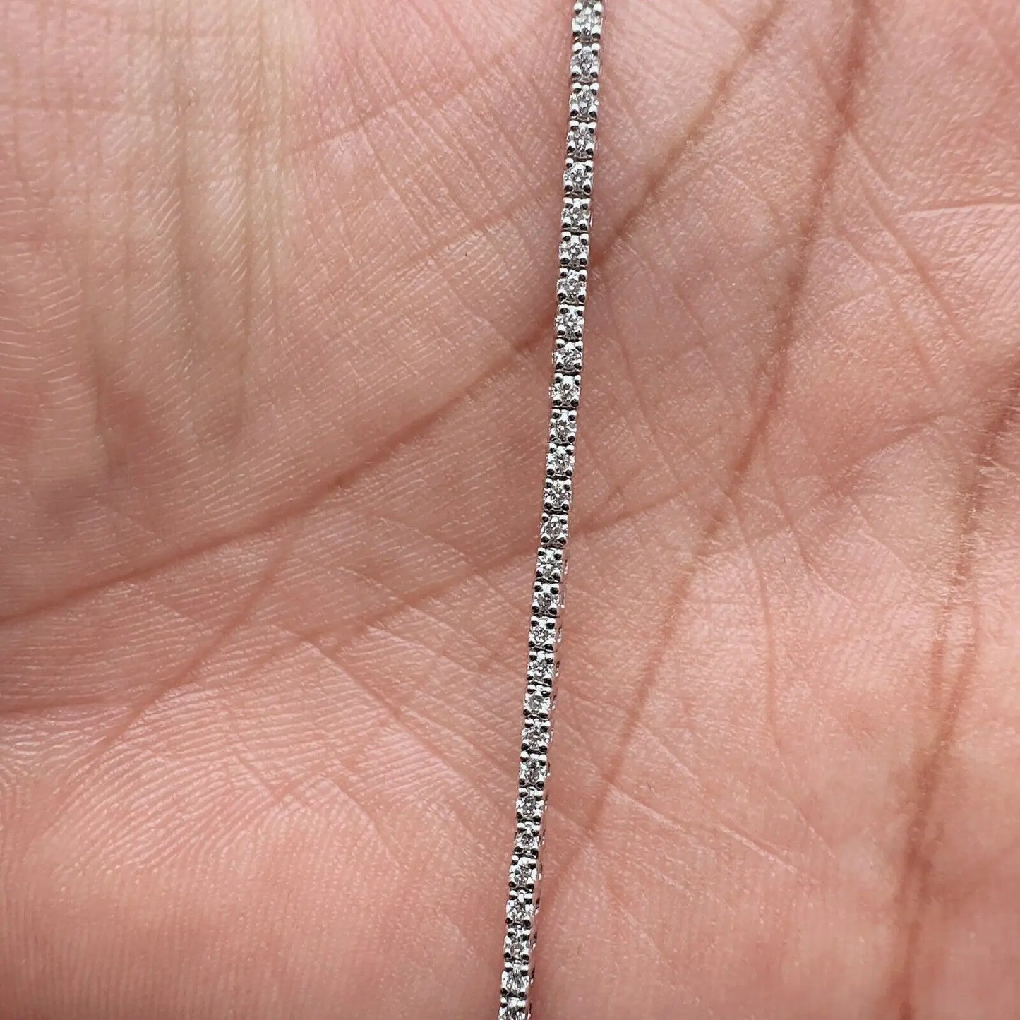 14ct White Gold Diamond Tennis Bracelet 4 Claw 0.91ct Diamond Bracelets