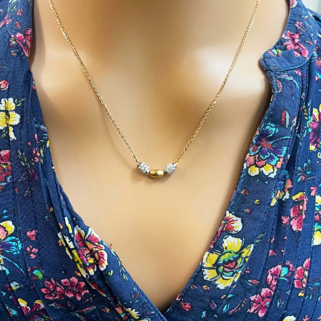 18Carat Rose Gold Diamond Fancy Chain Necklace 0.38 Carats H/SI 18'' inches