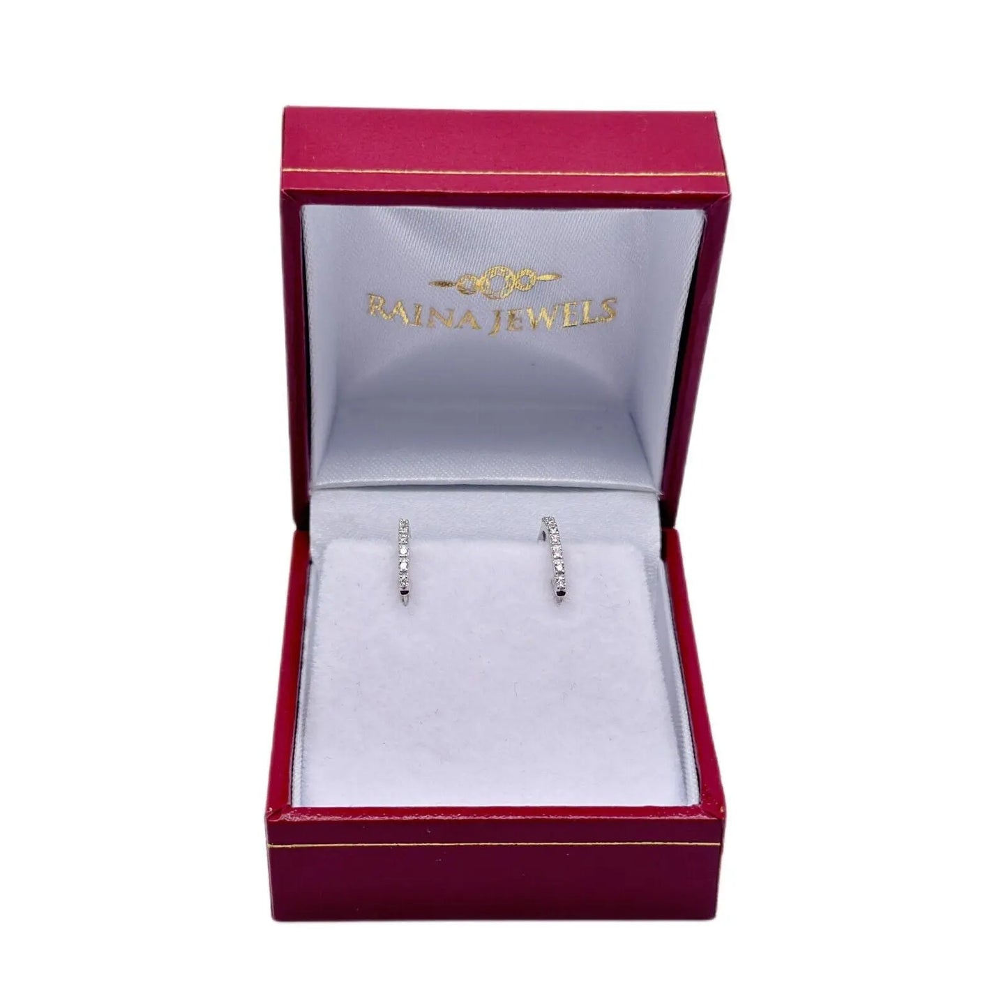18ct White Gold Diamond Pair of Hoop Earrings 0.10 carats 1.1mm wide