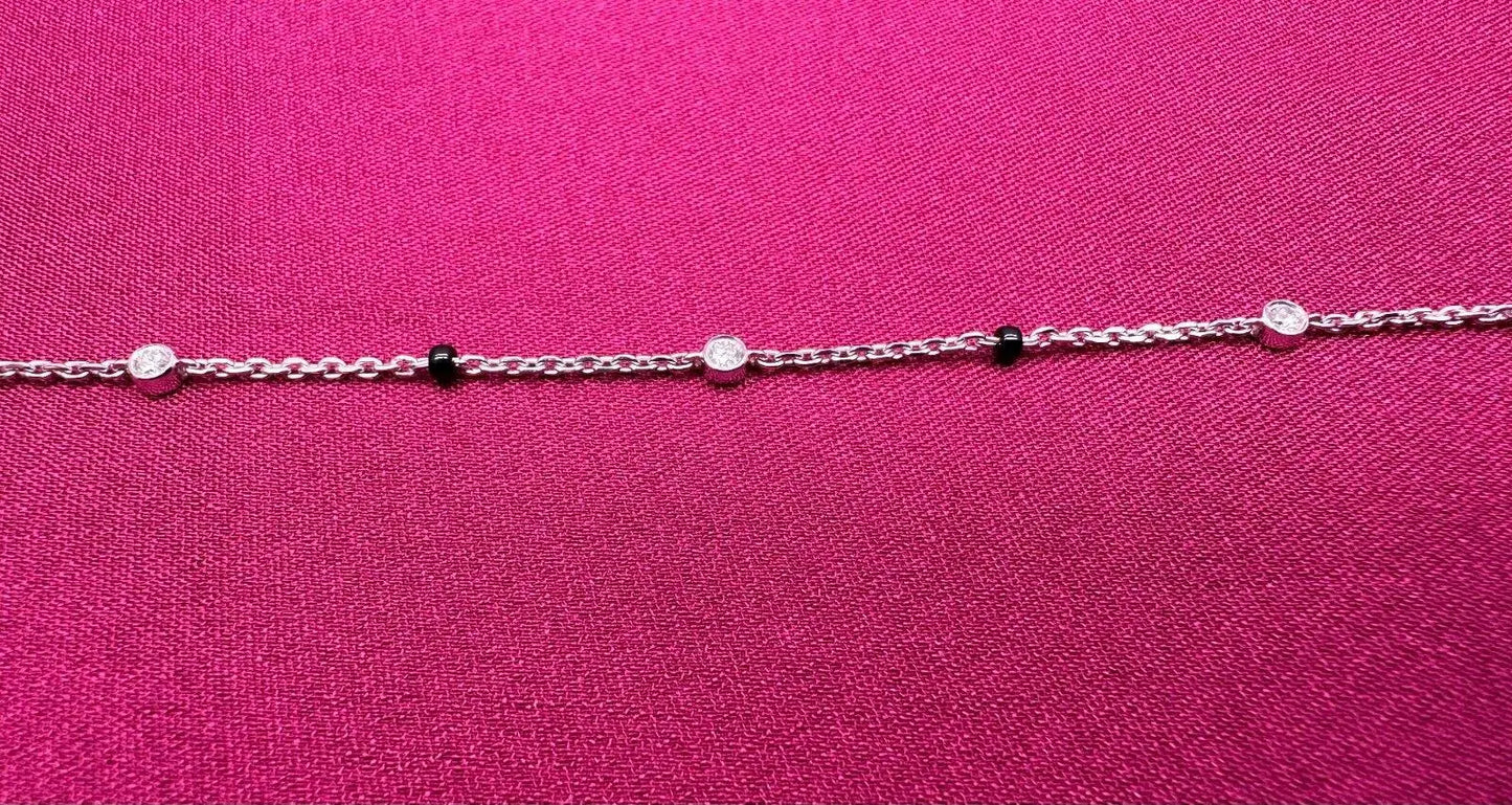 18ct White Gold Natural Diamond By Yard Mangalsutra Bracelet, 0.20ct
