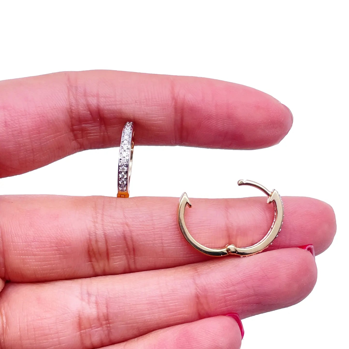 18ct Yellow Gold Natural Diamond Pair of Hoop Huggies Earrings 0.22ct