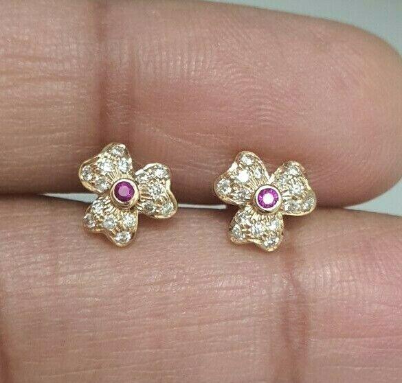 18ct White Gold Ruby & Diamond Earrings 0.20 cts Child friendly safe & secure  Diamond Bracelets
