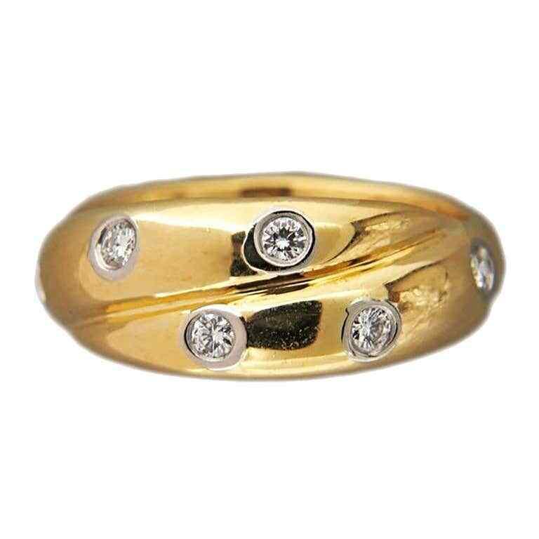 Tiffany & Co Etoile Yellow Gold Diamond Set Crossover Ring 0.33carats