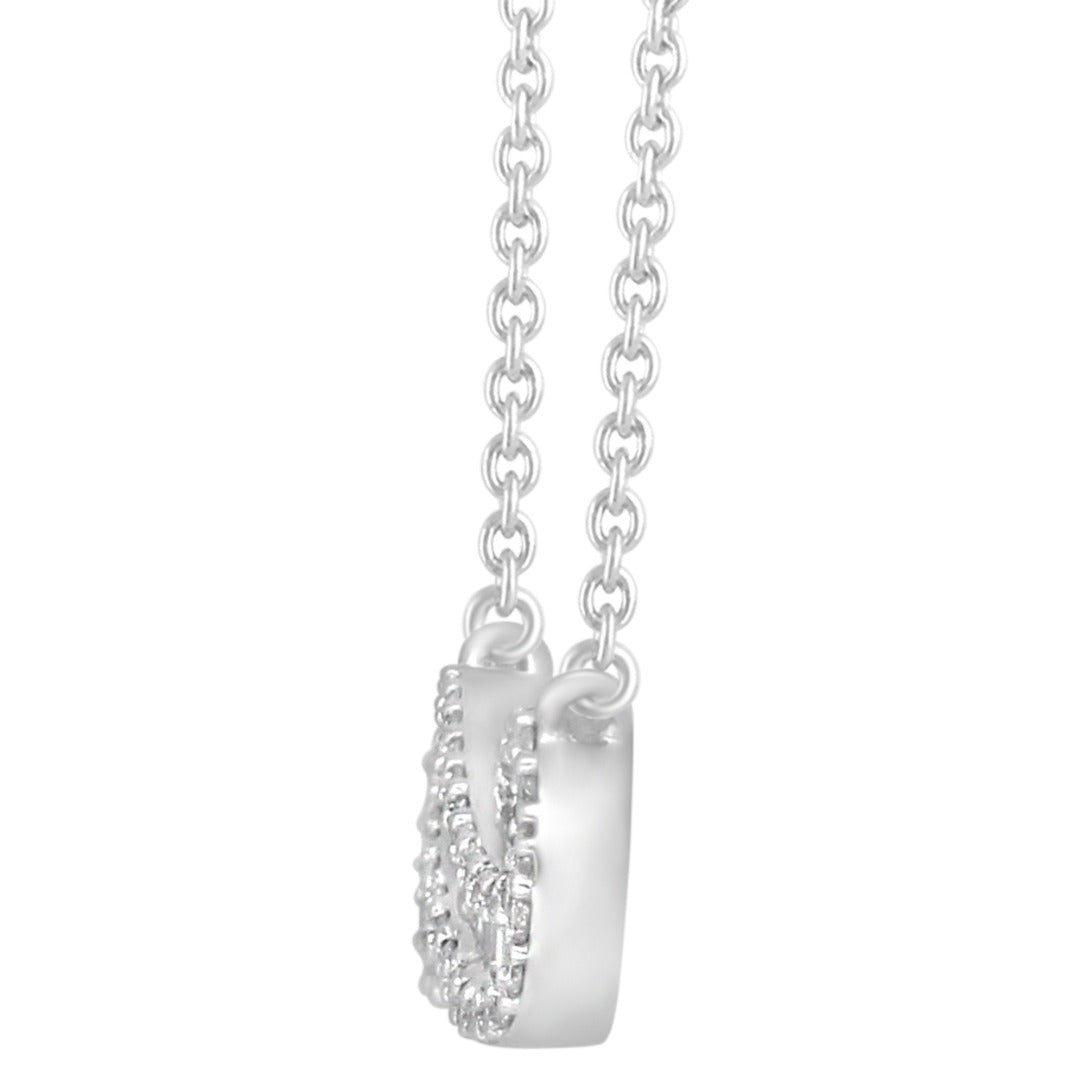 9ct White Gold & Natural Diamonds & Baguette Infinity Pendant Necklace 0.20cts