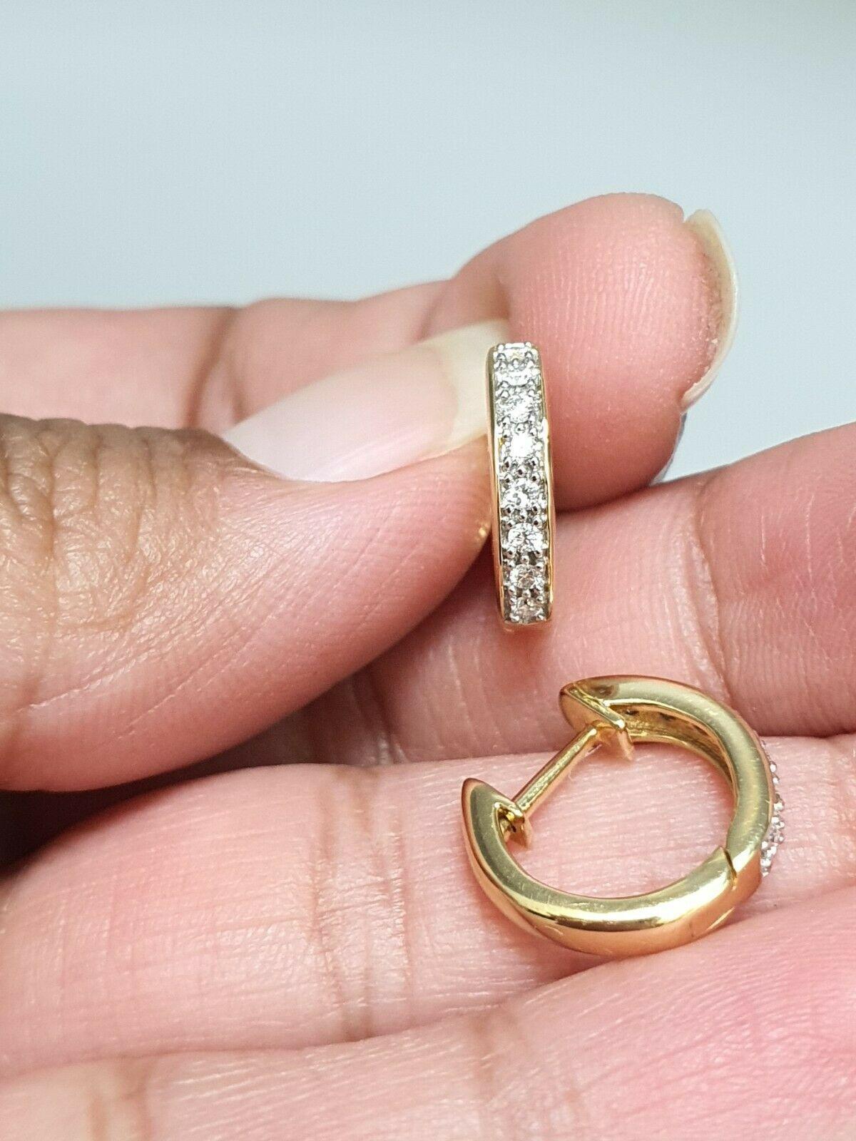 18ct Yellow Gold Diamond Pair of Hoop Earrings 0.20 carats 14mm wide