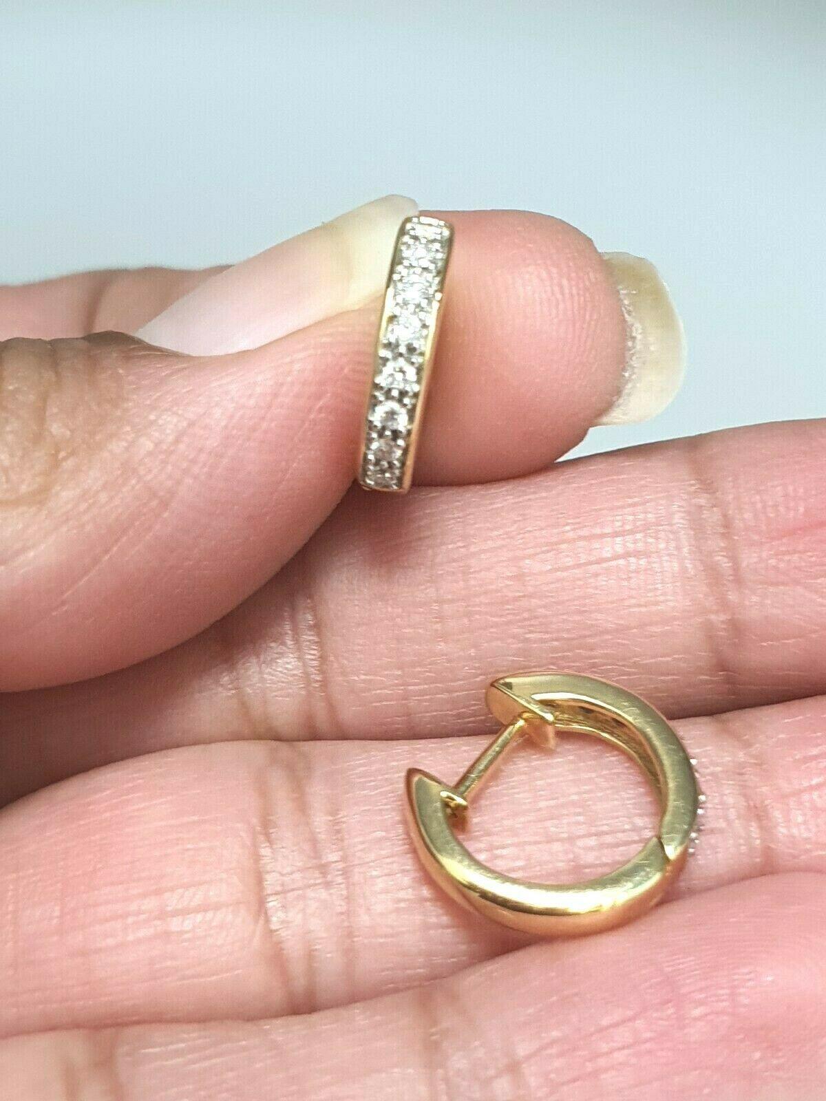 18ct Yellow Gold Diamond Pair of Hoop Earrings 0.20 carats 14mm wide