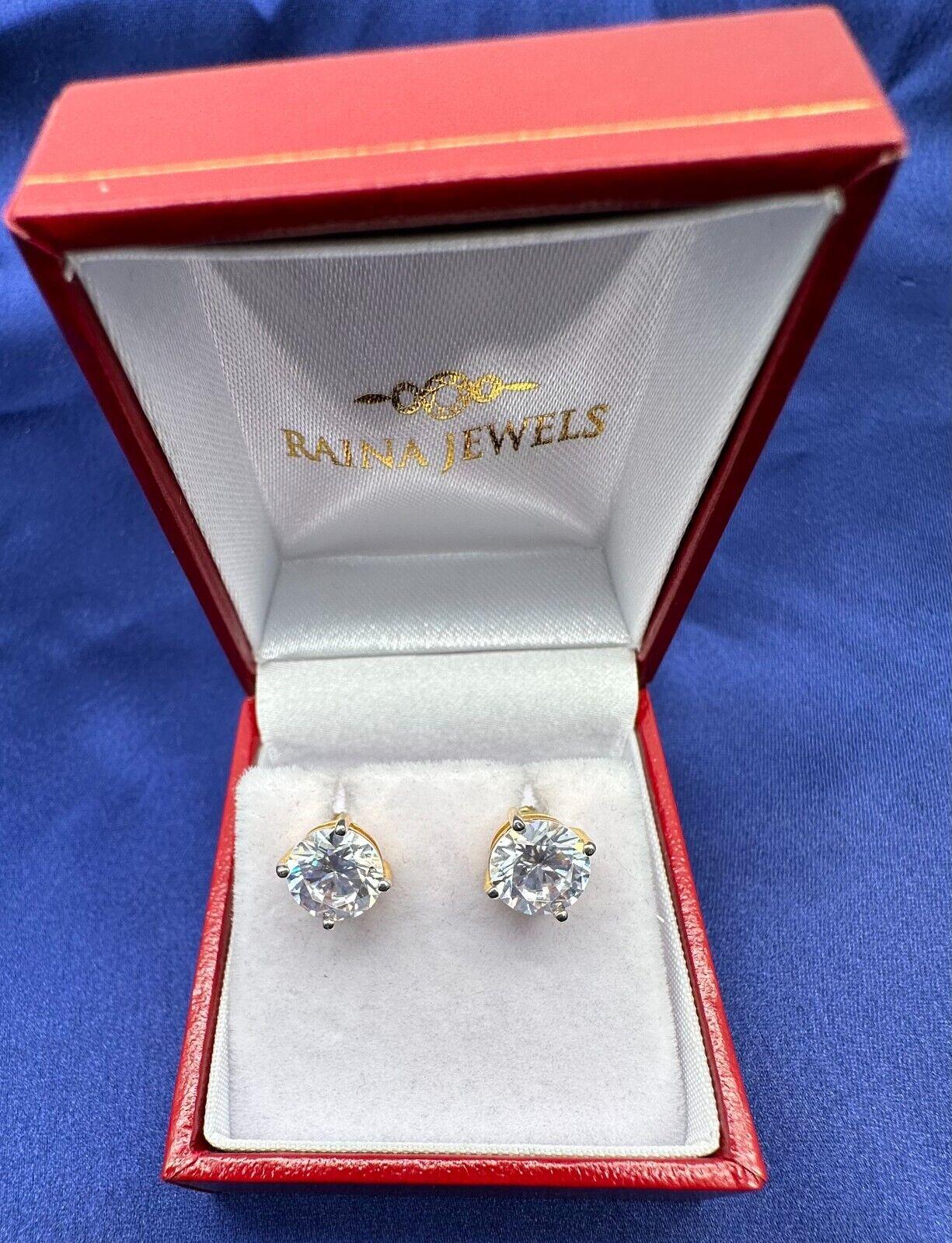 22ct Yellow Gold Round Style Cubic Zirconia Men's Stud Earrings