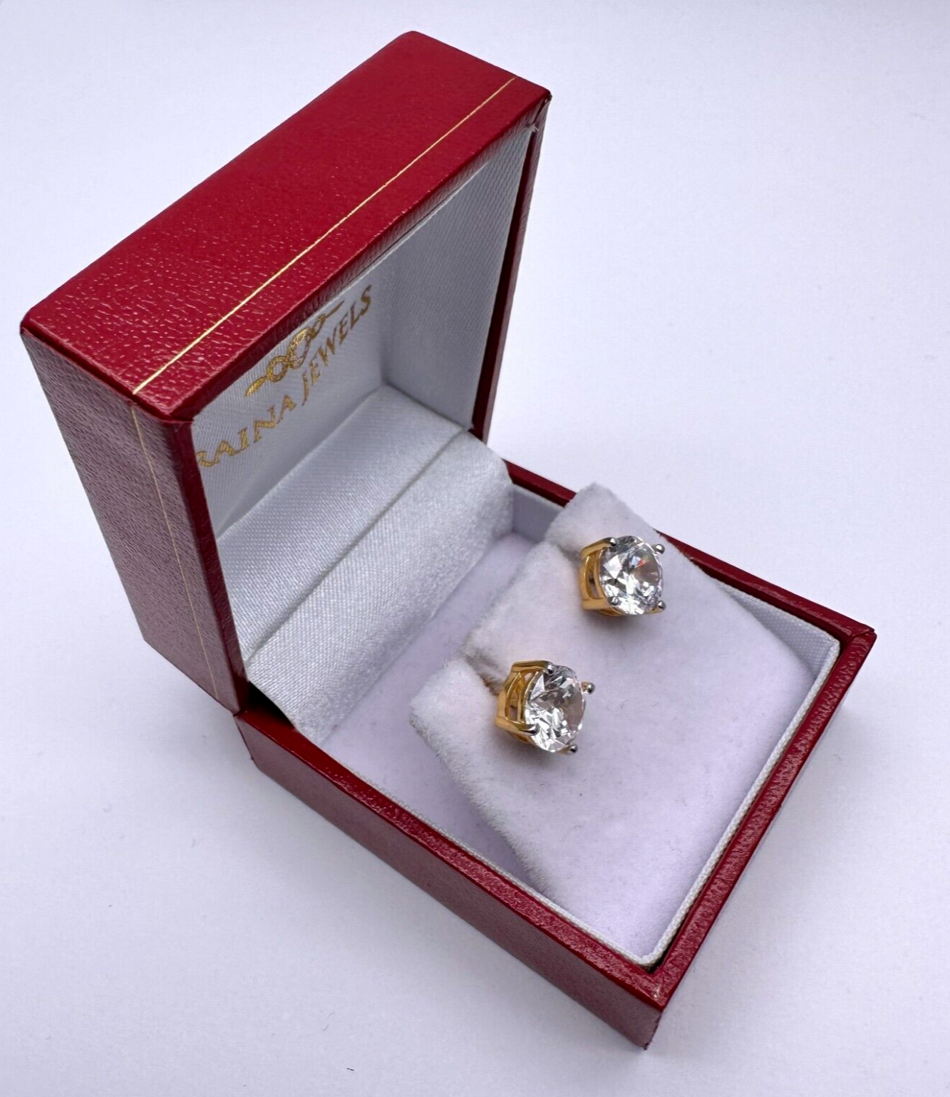 22ct Yellow Gold Round Style Cubic Zirconia Men's Stud Earrings, 3.81gm