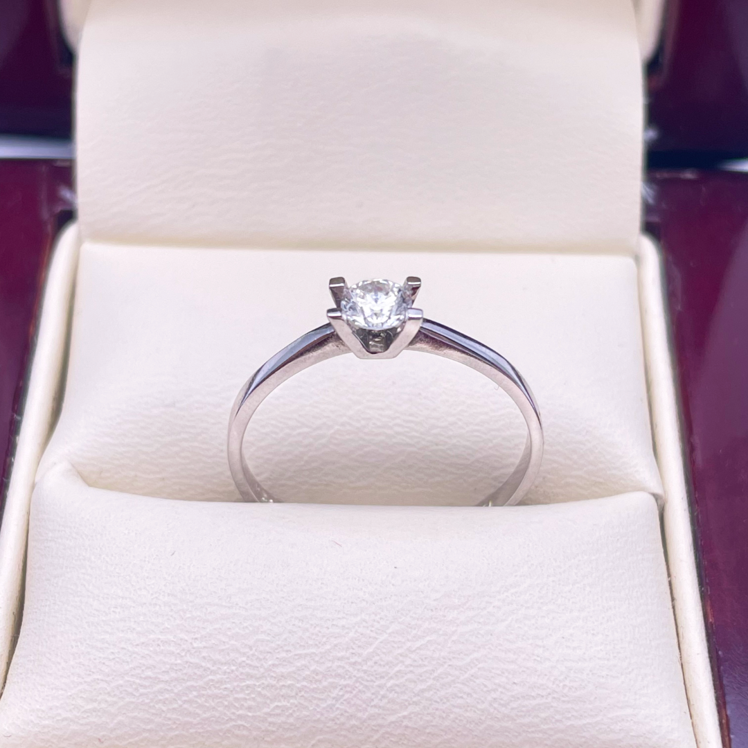 18ct White Gold Diamond Solitaire Engagement Ring, 0.24ct Diamond Ring