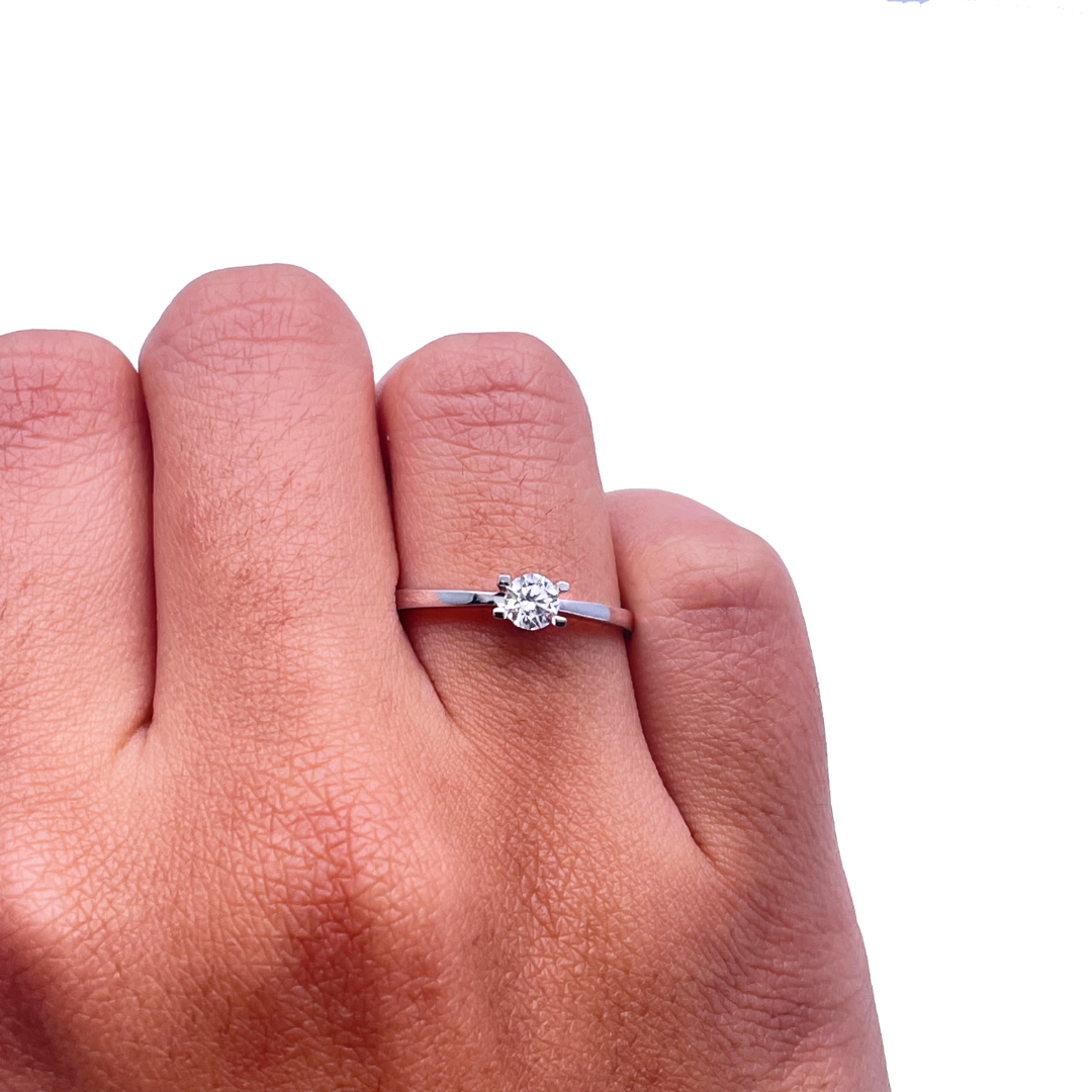 18ct White Gold Diamond Solitaire Engagement Ring, 0.24ct Diamond Ring