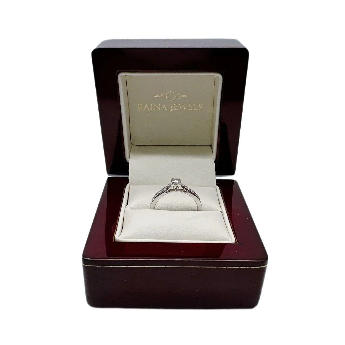 18ct White Gold Brilliant Cut Diamond Engagement Ring Twin Claws 0.29 carats Raina Jewels