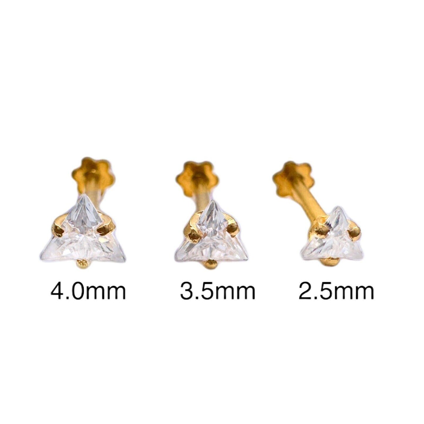 22ct Yellow Gold & Cubic Zirconia Nose Studs/Nose Pin (2.5MM/3.5MM/4.0MM)