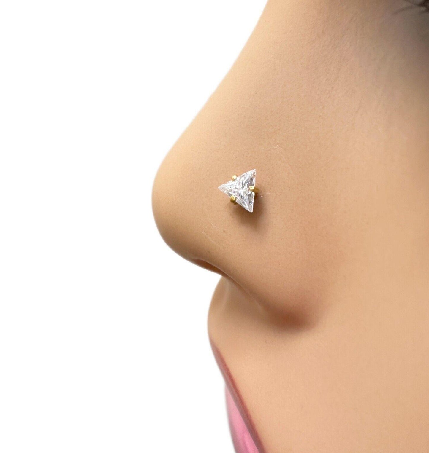 22ct Yellow Gold & Cubic Zirconia Nose Studs/Nose Pin (2.5MM/3.5MM/4.0MM)