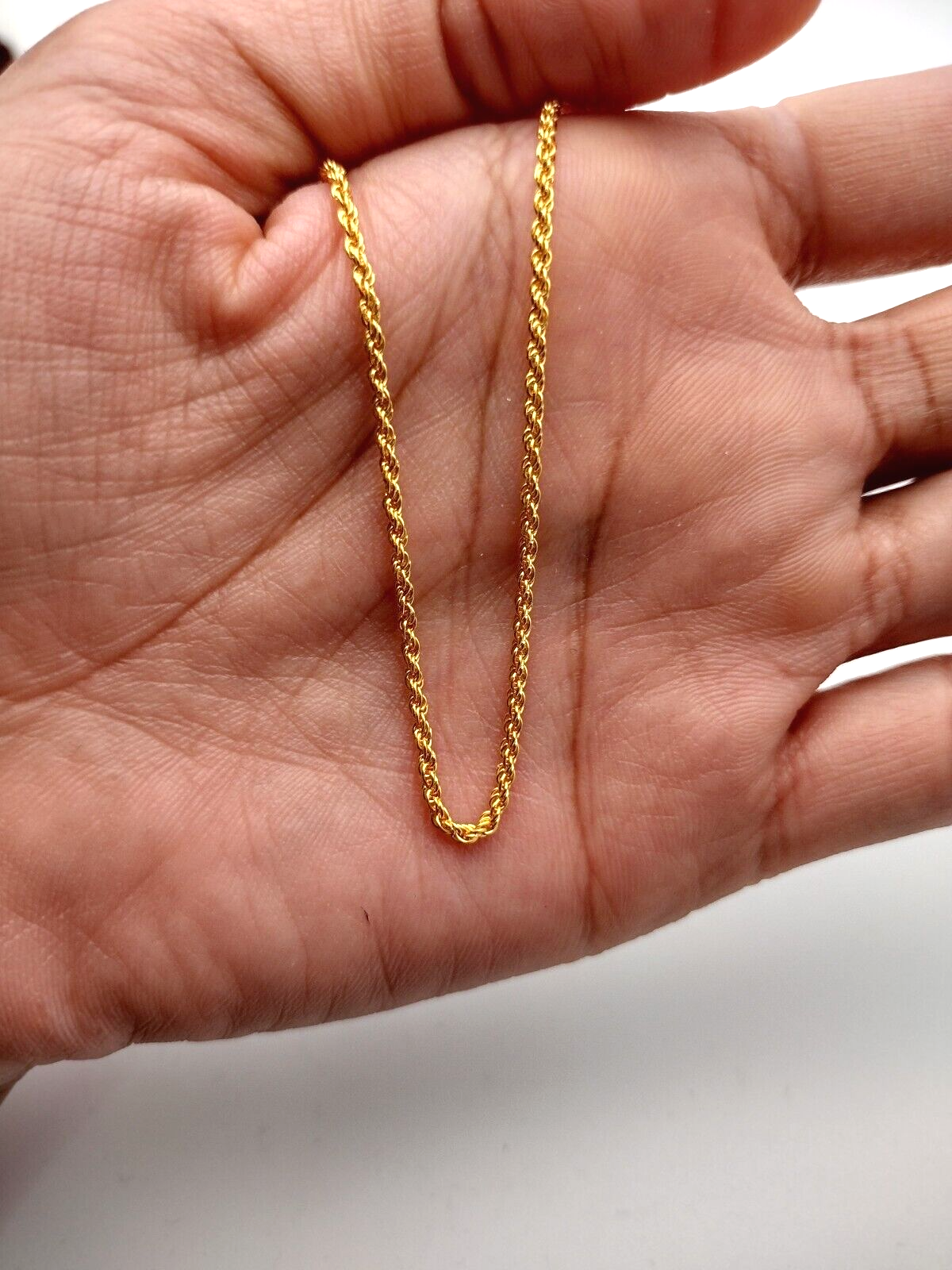 22ct / 22K Yellow Gold Mens/Ladies Lightweight Rope Chain Necklace 20'' inches
