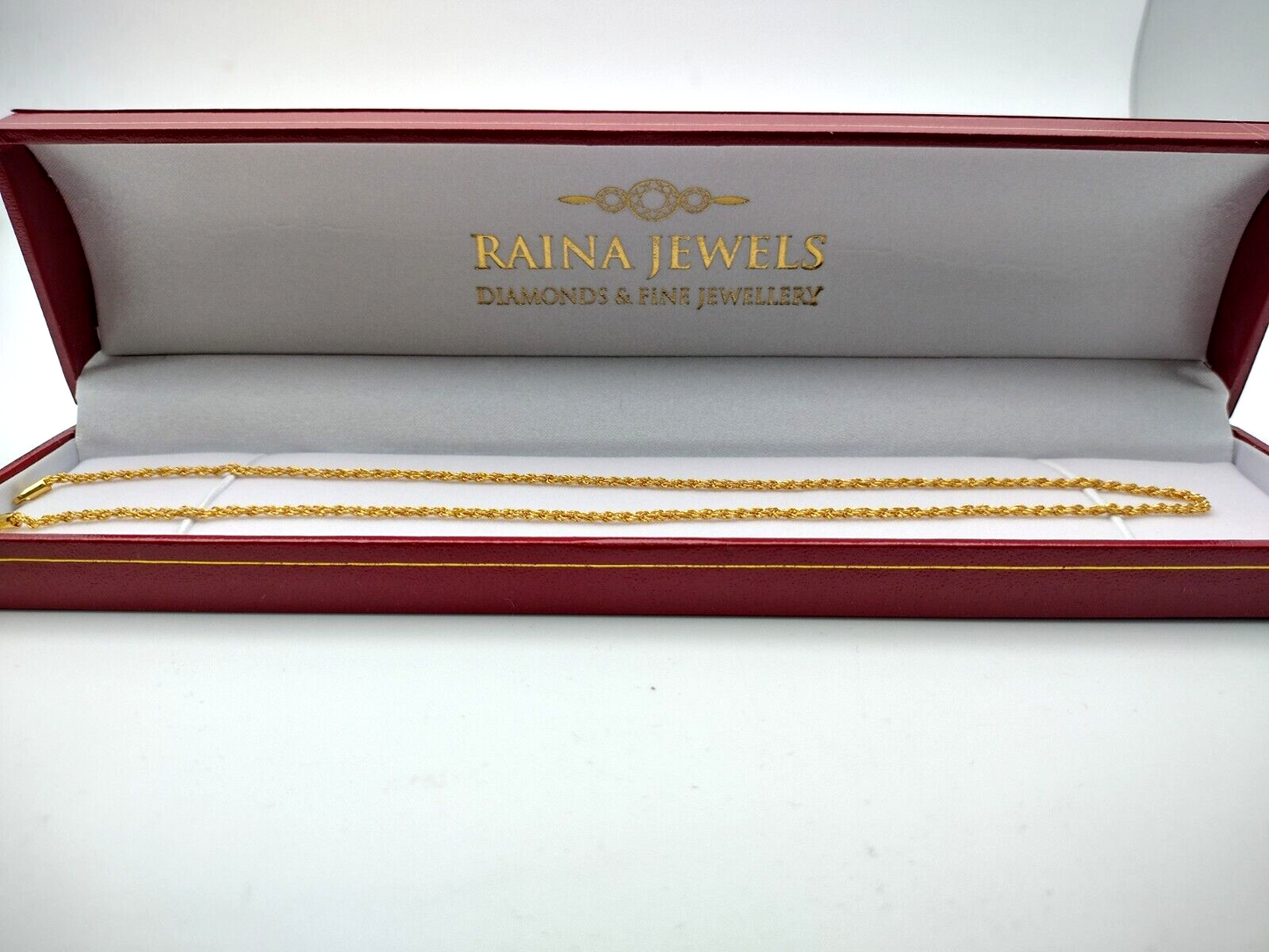 22ct / 22K Yellow Gold Mens/Ladies Lightweight Rope Chain Necklace 20'' inches