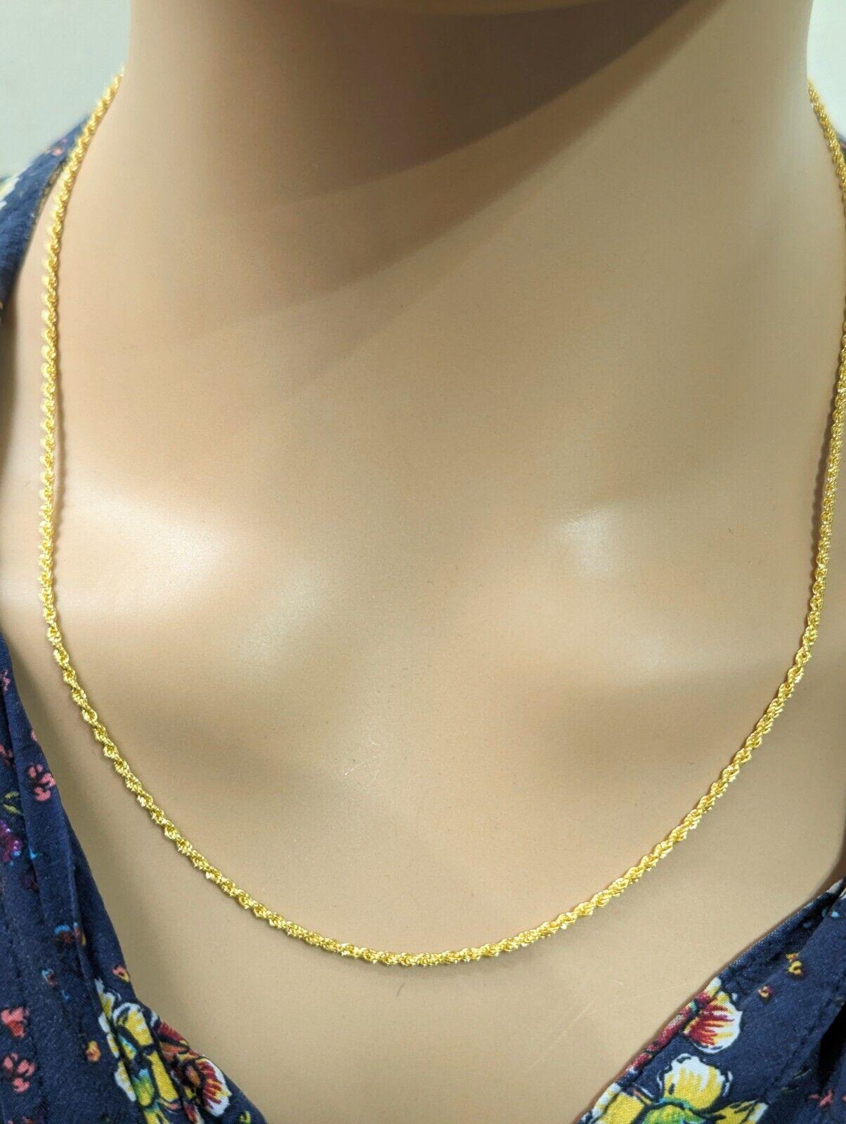 22ct / 22K Yellow Gold Mens/Ladies Lightweight Rope Chain Necklace 20'' inches