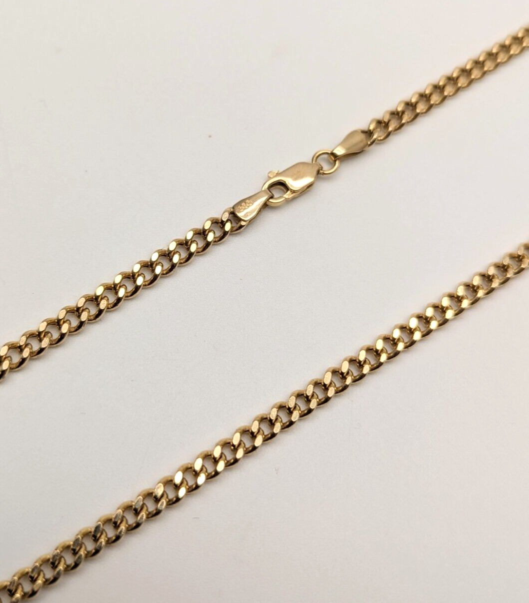 14ct Yellow Gold Diamond Cut Curb Chain 22 inches Hallmarked Diamond Bracelets