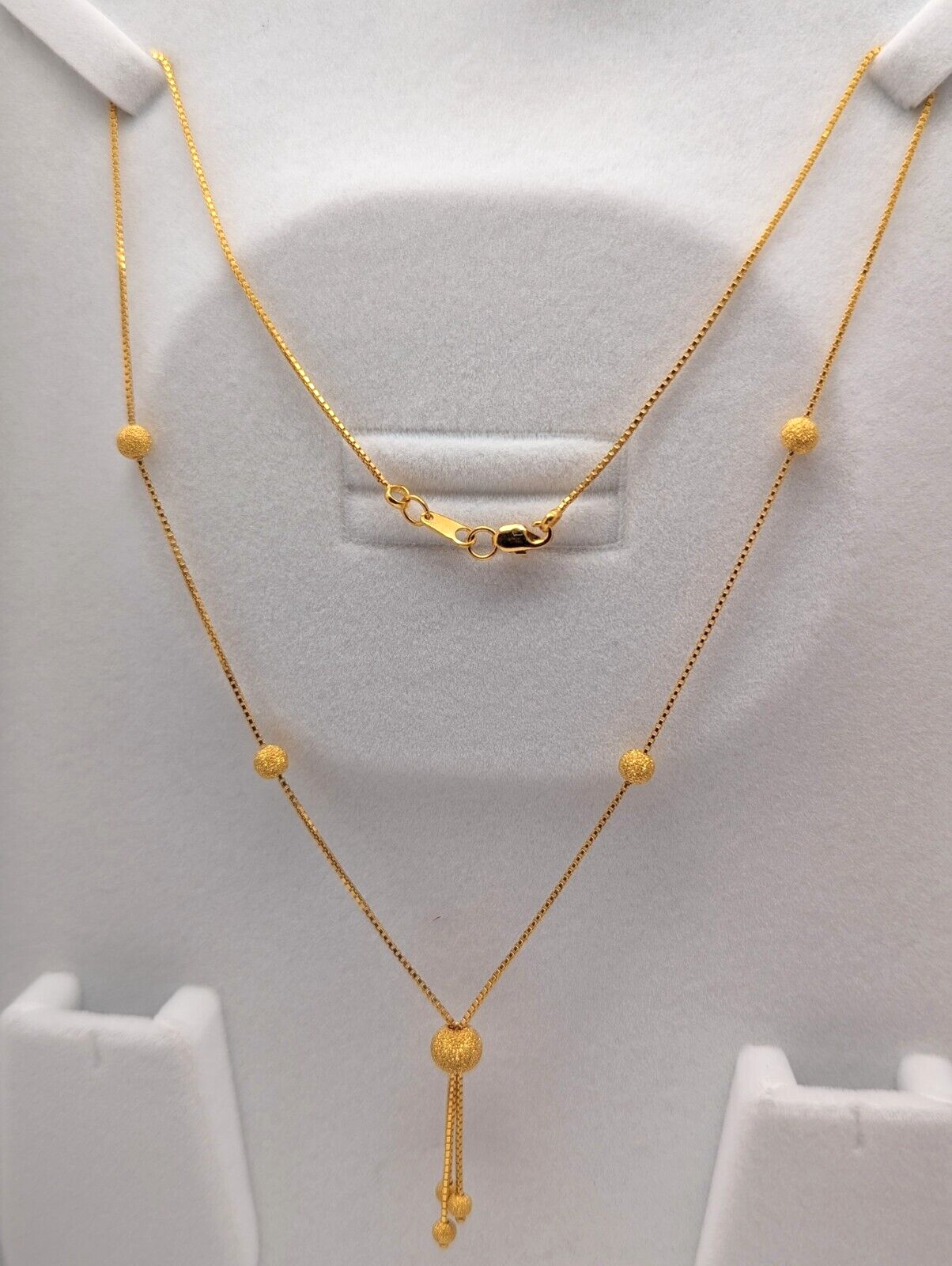 22ct Yellow Gold Light Weight Glitter Ball Chain Necklace 16''  inches