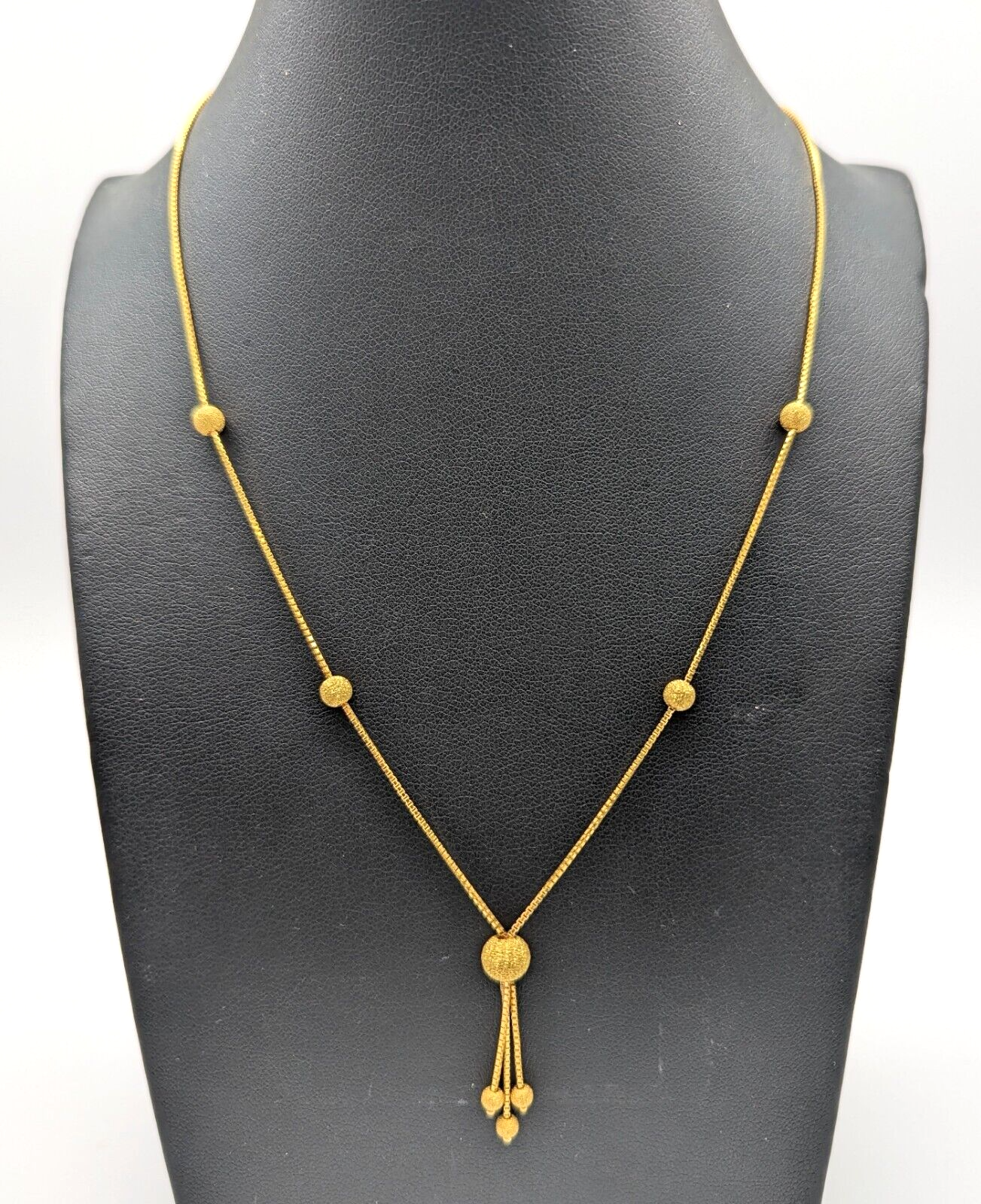 22ct Yellow Gold Light Weight Glitter Ball Chain Necklace 16''  inches