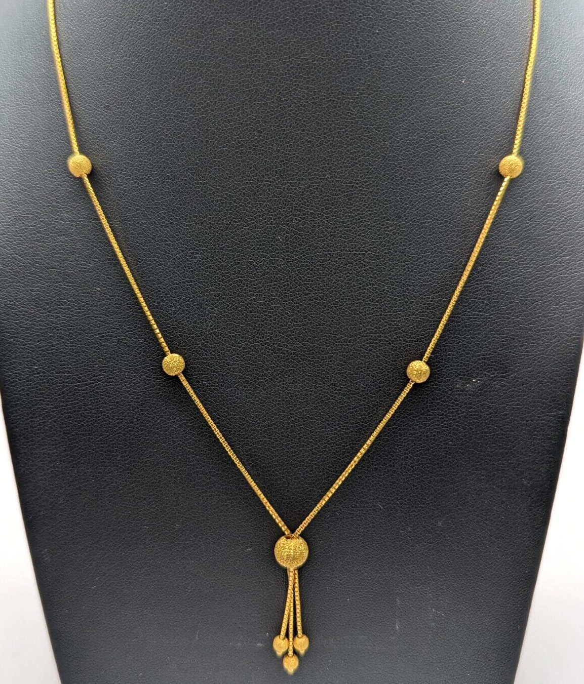 22ct Yellow Gold Light Weight Glitter Ball Chain Necklace 16'' inches
