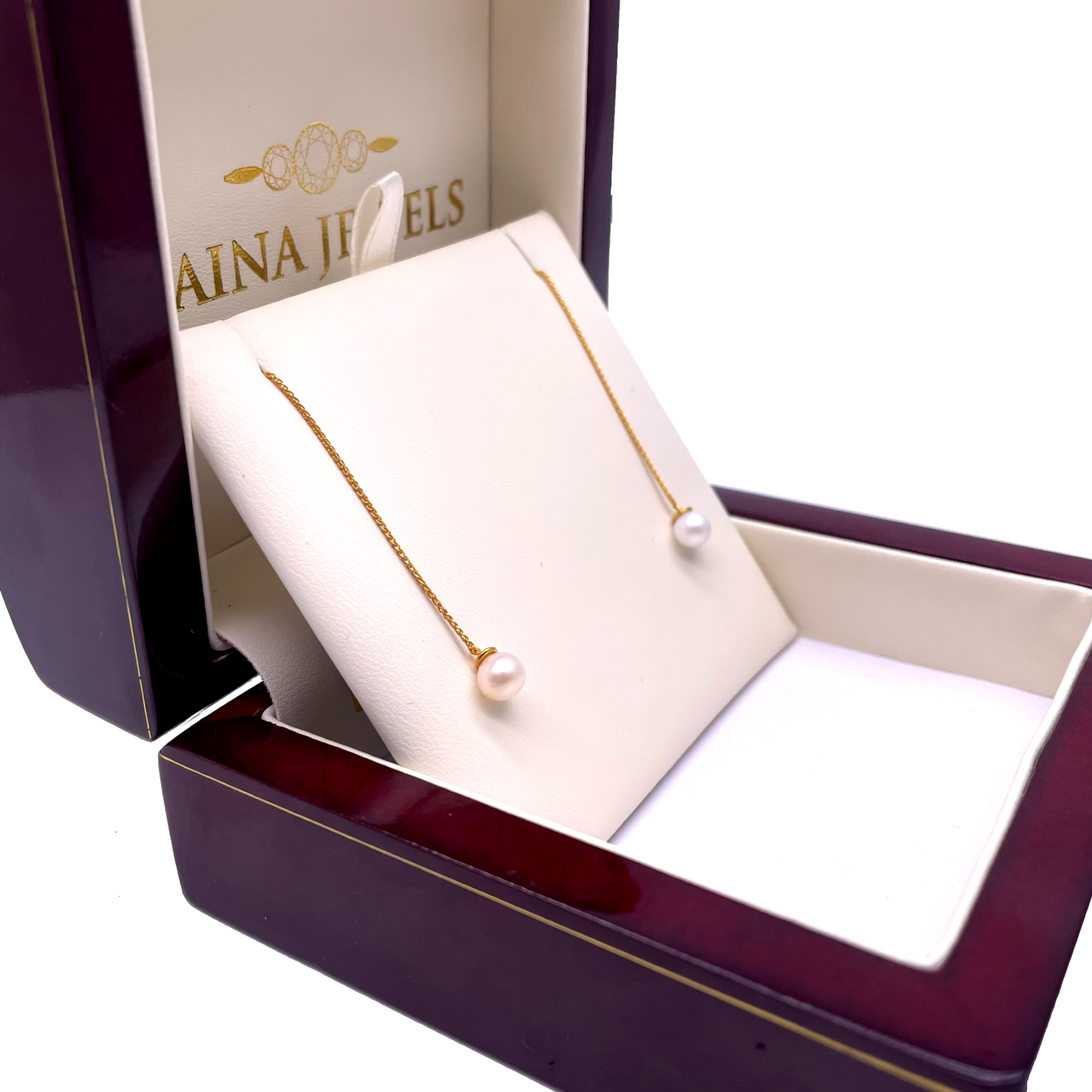 22ct Yellow Gold One Pearl Drop Earrings 3.4'' Inches